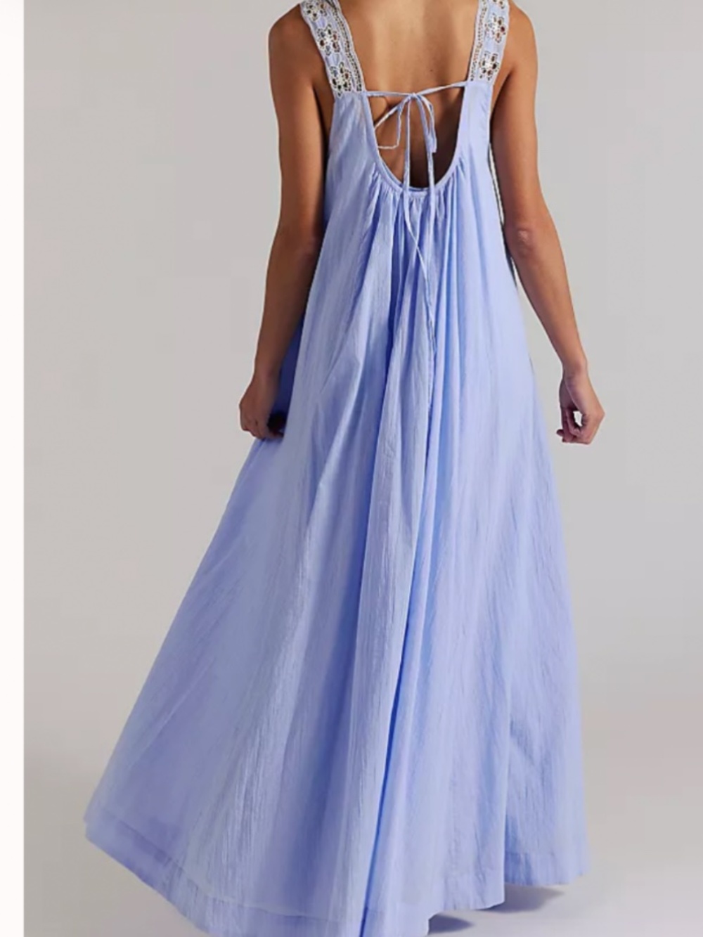 Free People To The Moon Maxi Dress in Poplin Blue Sz XL EUC $168R - Picture 8 of 11